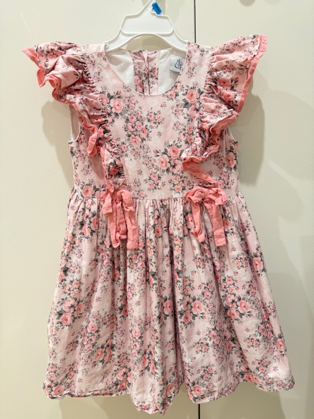 Gymboree Pink Floral Ruffle Dress with Bow Accents